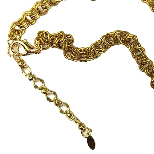 Miniatura 4 de Lime Green Necklace - Sea Sediment Jasper Doughnut Pendant - Howlite Gemstone Beads - Satin Gold Plated Brass