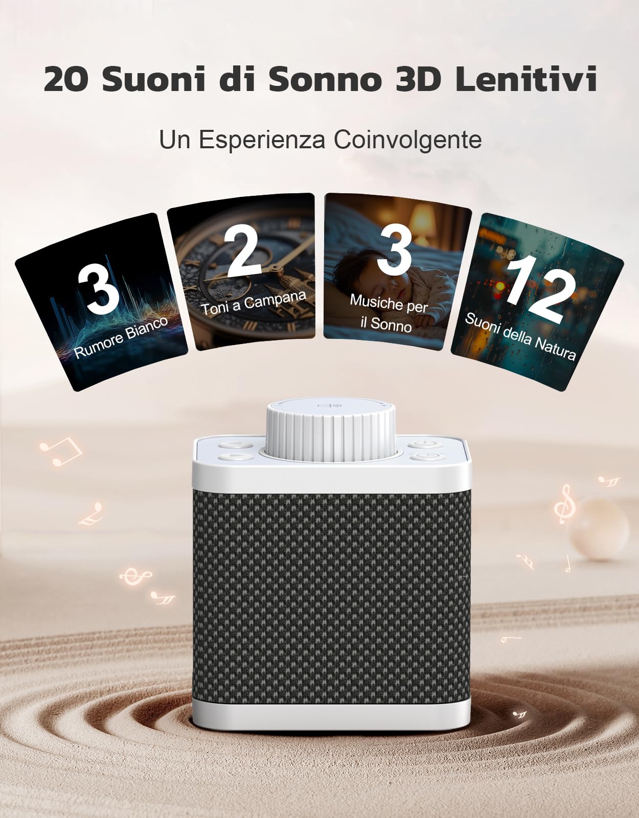 Mohard Rumori Bianchi per Neonato e Adulti, 20 Suoni Rilassanti & 18-48H Rumore Bianco Funzione di Memoria, Suoni Bianchi Neonati Timer White Noise Machine per Sonno Profondo a Salone, Casa, Viaggio