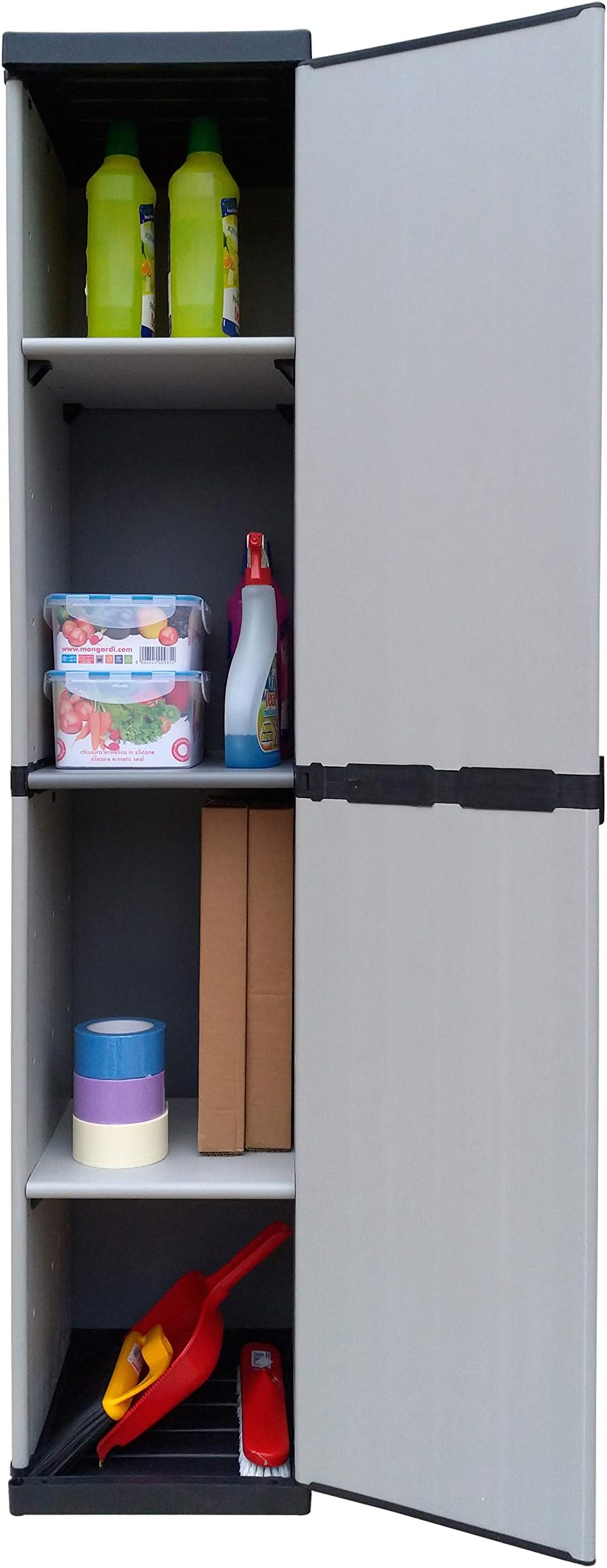 Adventa 1 Door Resin Cabinet with Adjustable Shelves (Indoor/Outside), Grey Black, 34x39,5x168