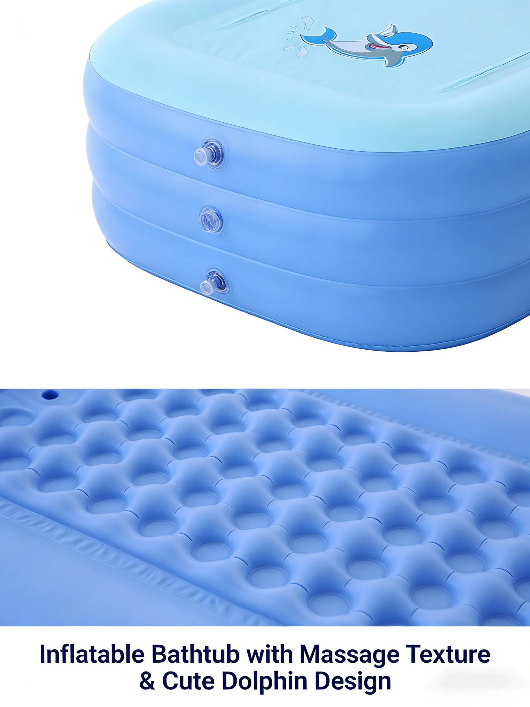 Aufblasbare Badewanne für Erwachsene - Badewanne aufblasbar. Elektropumpe - Stabile 3-Kammer Faltwanne für Garten, Balkon, Camping & Indoor