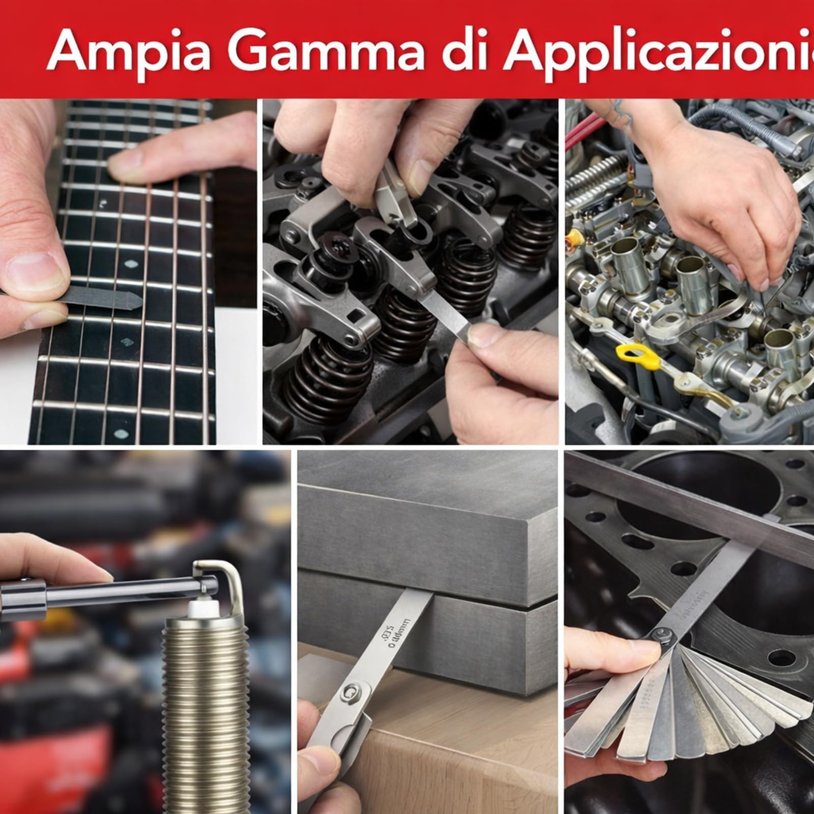 Spessimetro a Lamelle 32 Lame in Acciaio Inossidabile 0,04-0,88 mm Misure Metriche e Imperiali per Valvole Candele Guarnizioni