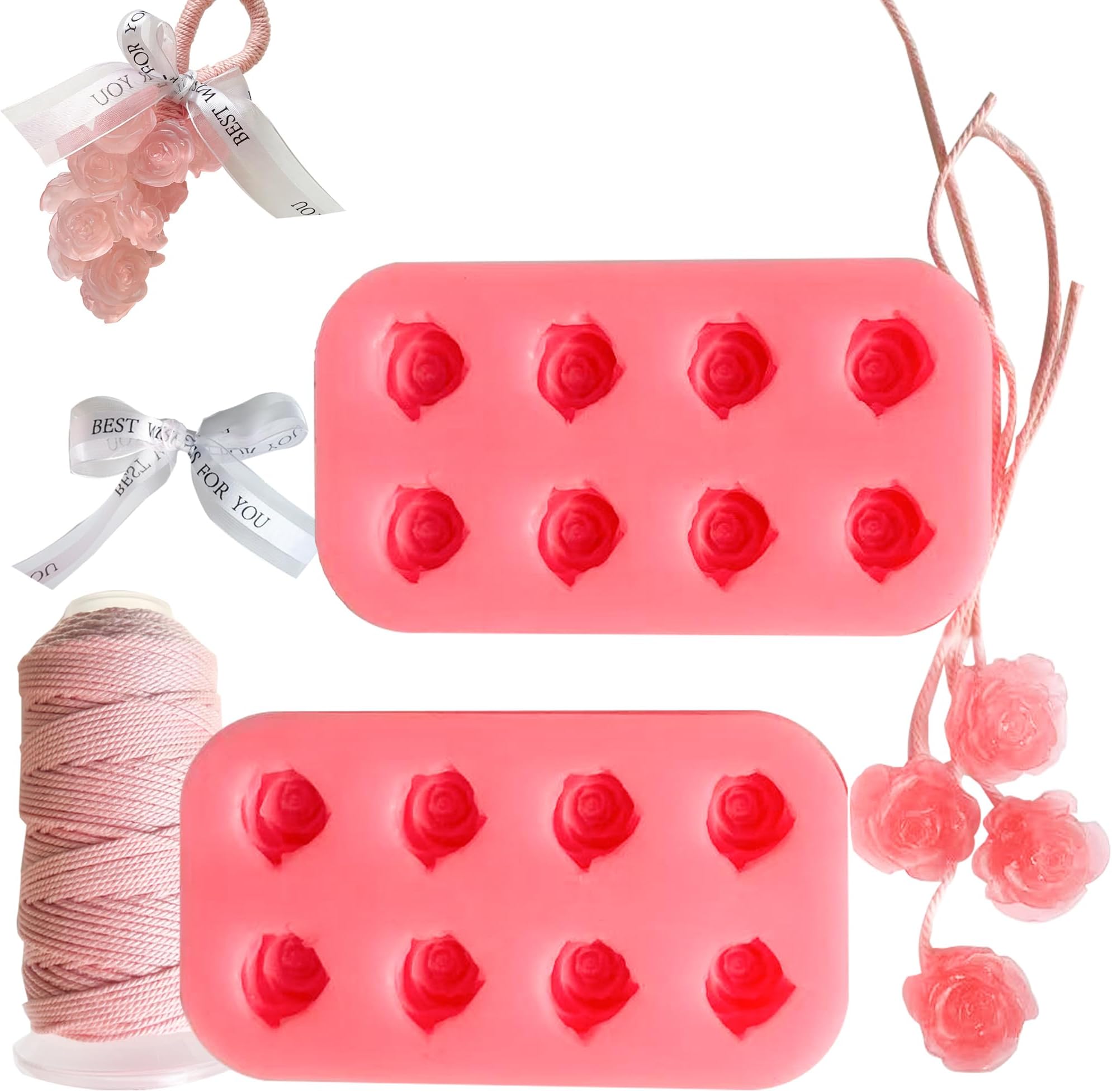 DIY Silicone Rose Shaped Grape Soap Molds - Exquisite Soap Making Kit Moldes para Jabones Artesanales Make Your Own Soaps for Gift (Without Soaps)