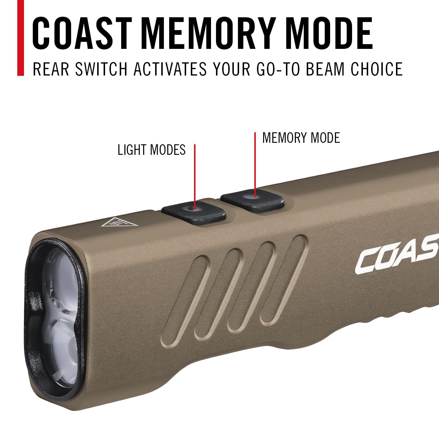 Coast Slayer - Linterna LED recargable (1150 lúmenes, con foco, inundación, modo de memoria y clip de bolsillo, dune