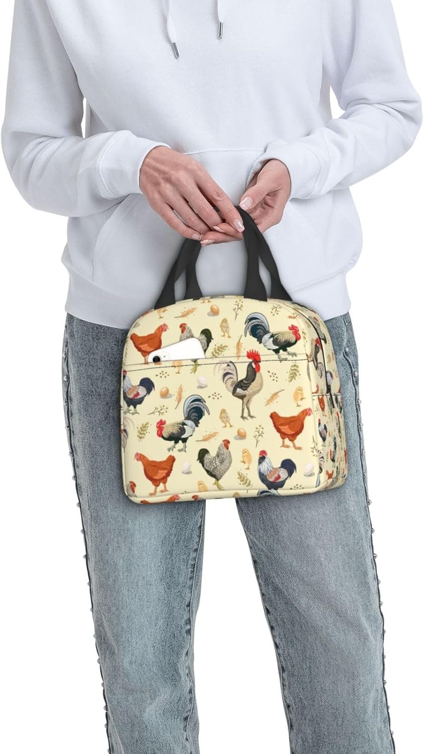 Chicken Lunch Bag Reusable Zipper Closure Leakproof Insulated Lunch Box Cooler Tote Bag Food Container Snack Bag - Image 7