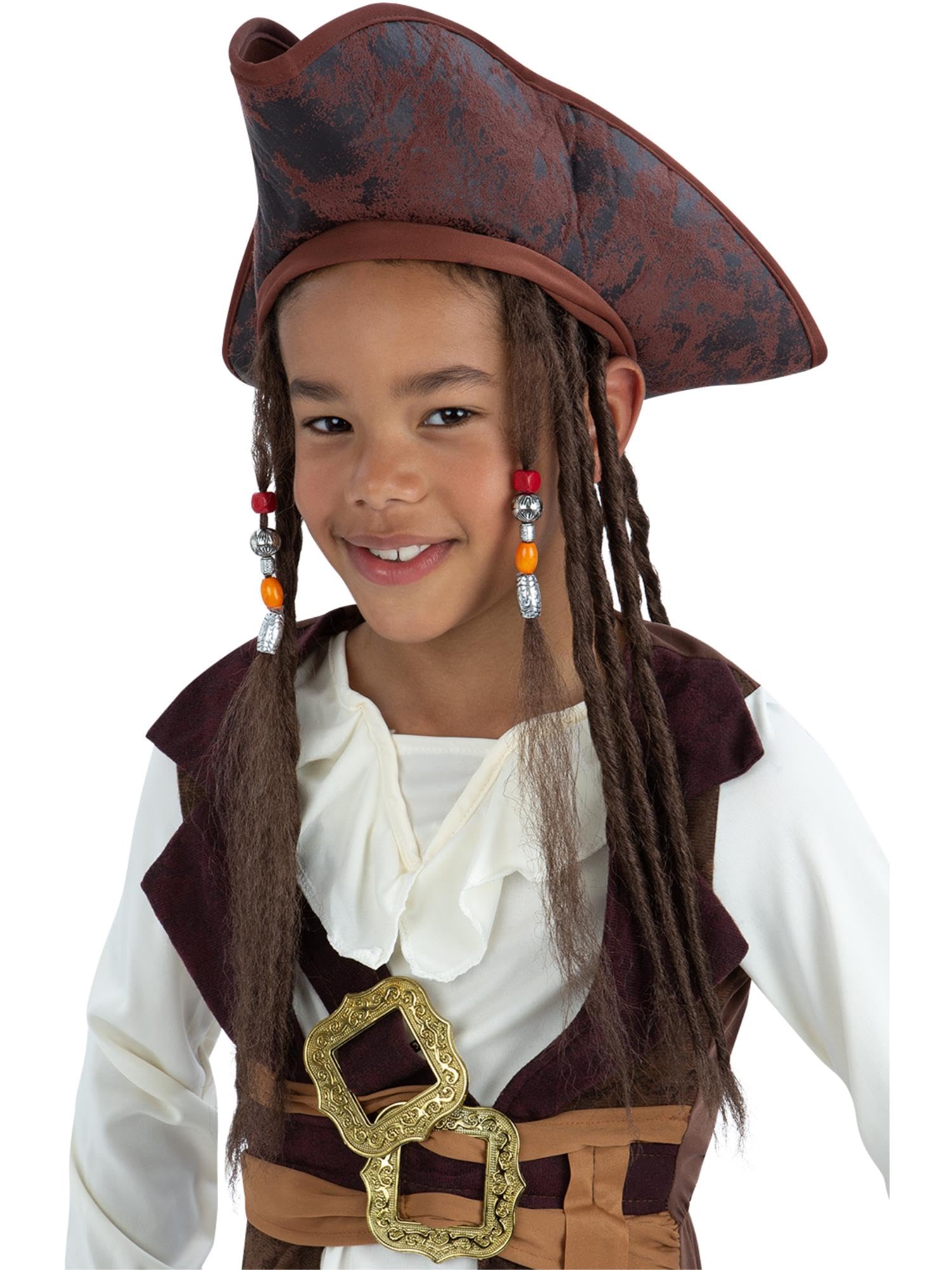 Smiffys Unisex Kids Black Pirate Hat With Dreadlocks