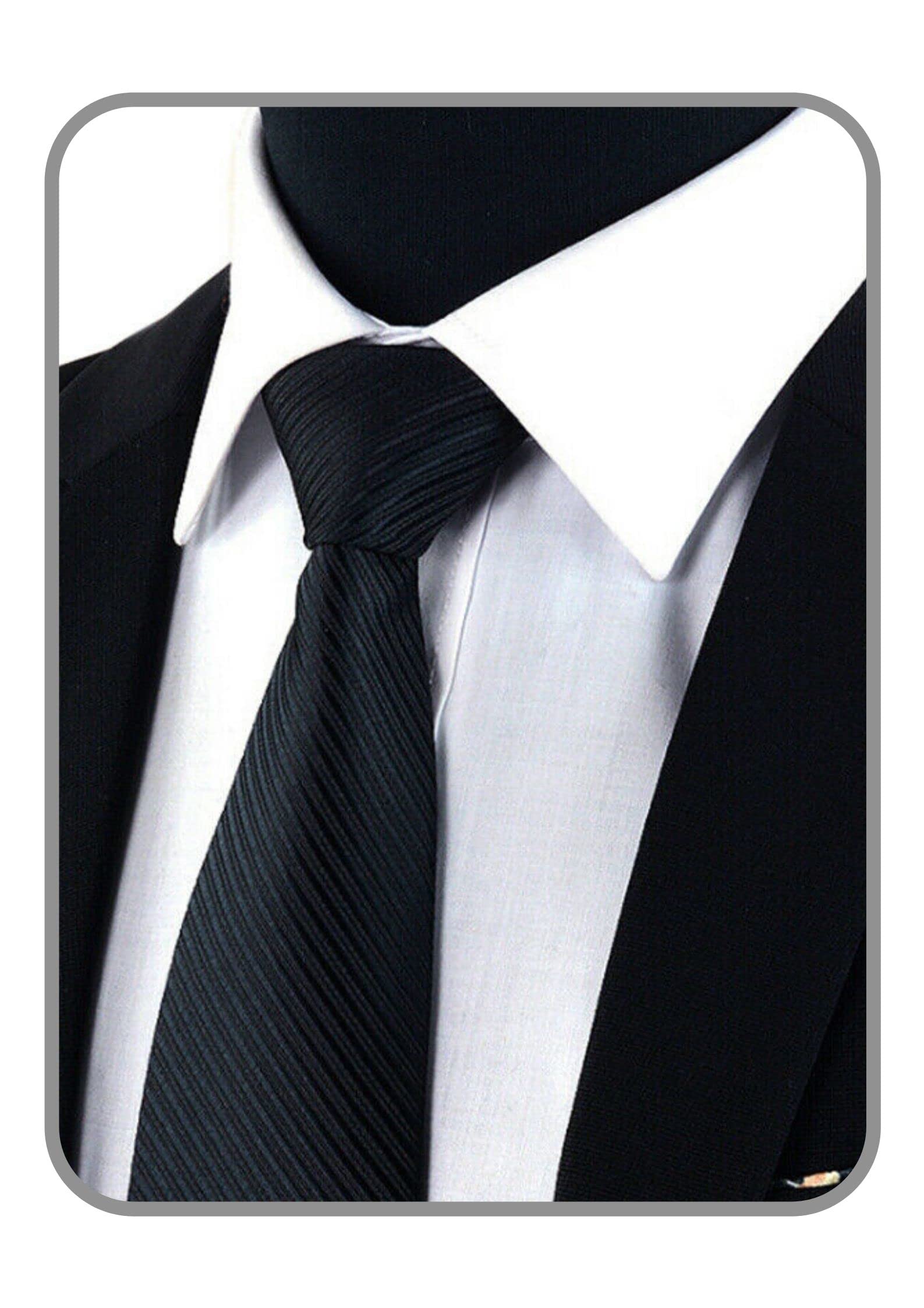 Boolavard Unisex Black Classic Men's Silk Tie Necktie Woven Jacquard Neck Ties (Black)