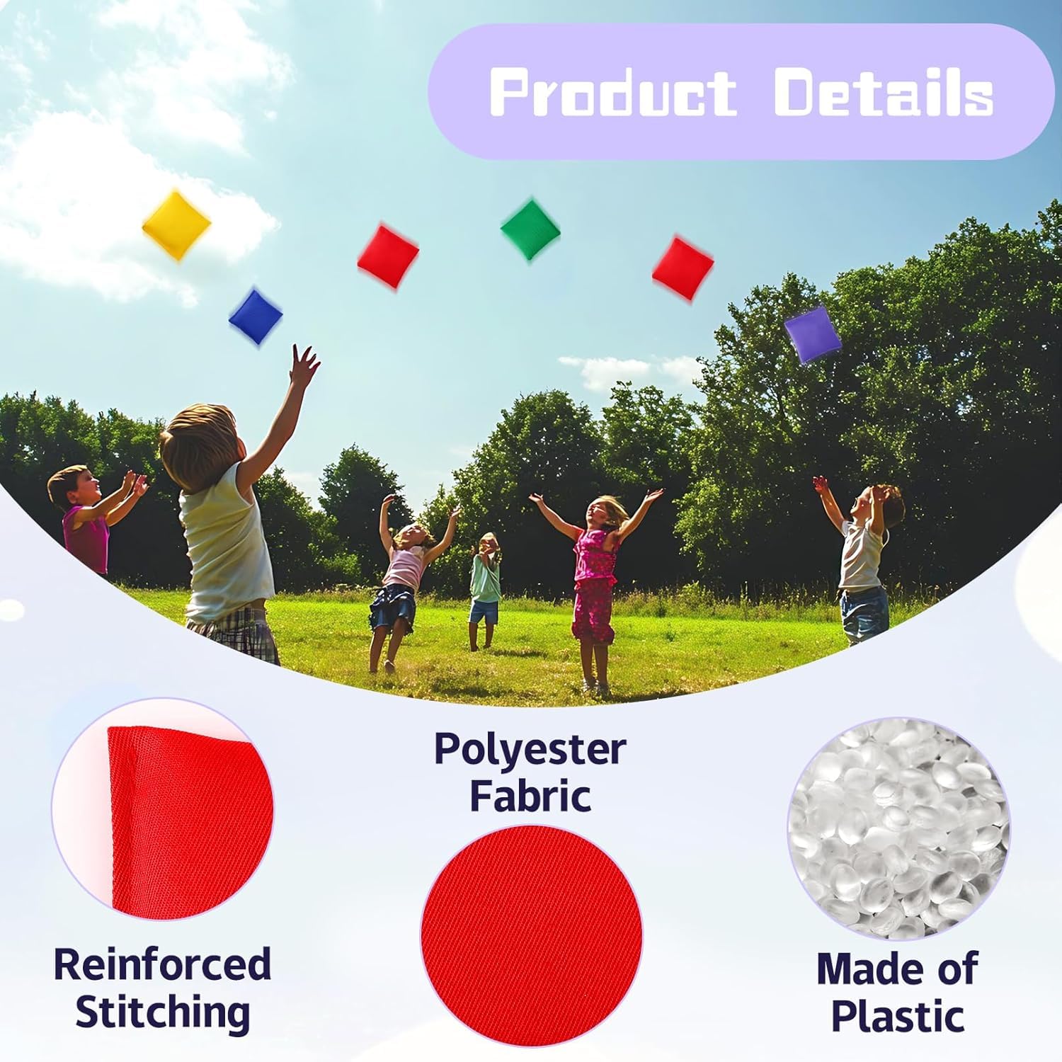 12 Stück Cornhole Säckchen, 10x10cm Cornhole Bean Bags, Wurfsäckchen, Nylon Sitzsäcke Werfen für Outdoor Spiele, Toss Game Bunte Bohnensäckchen Set für Sackloch Spiel (3 Farben)