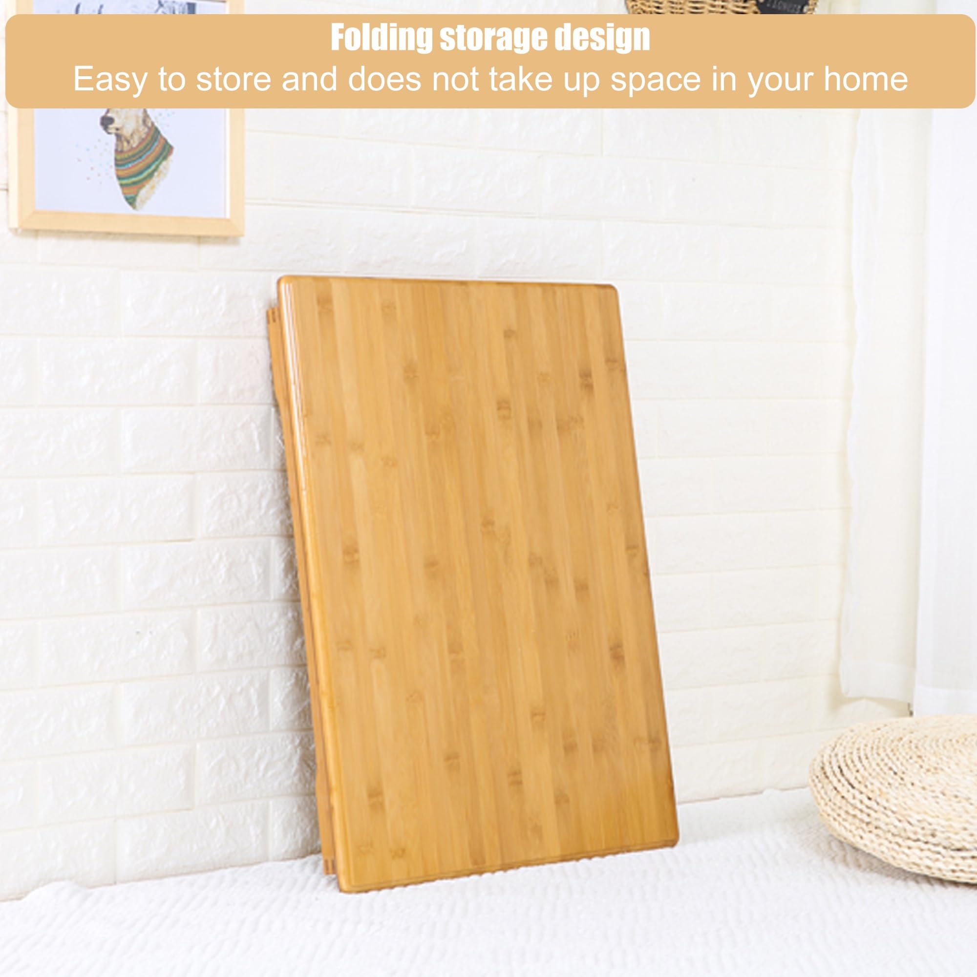Plateau de lit pliable avec 4 pieds, design en bois massif peu encombrant, pas de montage nécessaire, parfait pour servir le petit déjeuner au lit ou le travail à la maison
