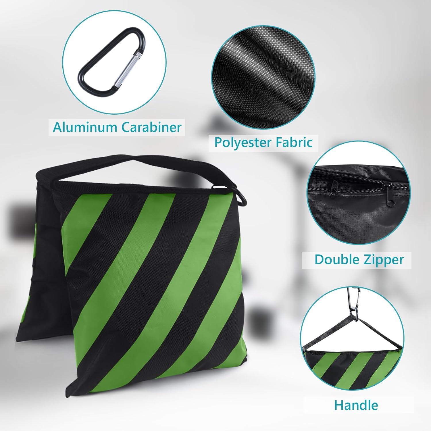 ABCCANOPY Photography Sandbag for Video Stand, Heavy Duty Weight Bags for Light Tripod, Camping Chair, 4 Packs (Kelly Green) No Sand