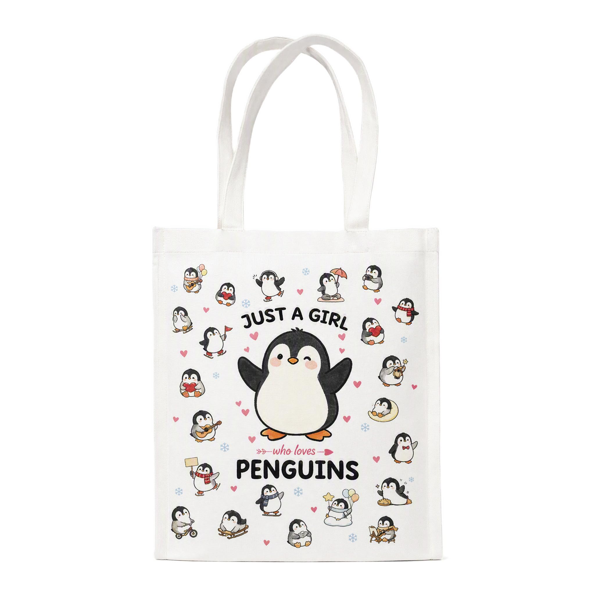 Yizzen Penguin Gifts for Women, Canvas Tote Bag with Cute Penguin Print