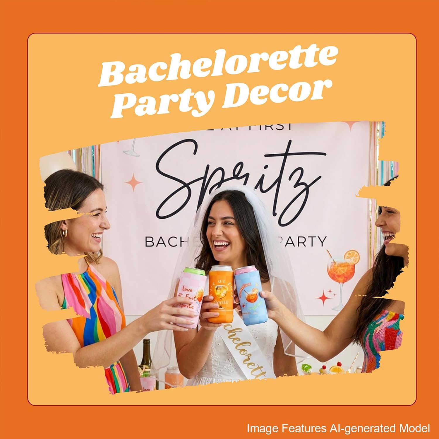 Love at First Spritz Bachelorette Slim Can Sleeves, 12 Pack Spritz-Themed Skinny Can Coolers for Bachelorette Party & Bridal Shower, Funny Beer Cozy Bulk for Bach Party Accessories image 3