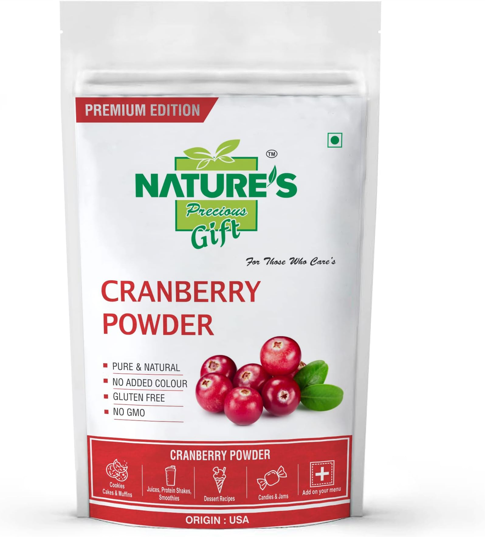 NATURE'S Precious Gift Cranberry Powder - 100 GM | Dried Cranberry Fruit | Natural Berry Ingredient for Smoothies, Juices, Desserts & Baking