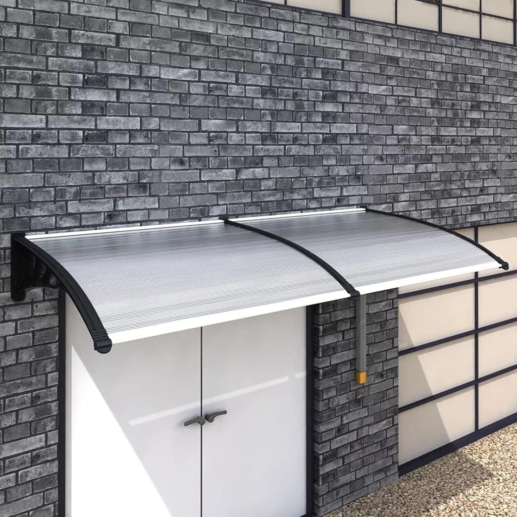 Modern 47"x39" Window Awning Canopy - UV & Rain Protection for Front Doors, Outdoor Patio, Snow & Sun Shield, Durable PC Material