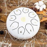 Vista 8 de Tambor de Lluvia Chime - Tambor de lluvia de 8 notas de 6 pulgadas para jardín exterior, con bolsa, libro de música, baquetas, soporte para mazo