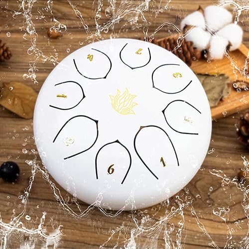 Miniatura 8 de Tambor de Campana de Lluvia - Tambor de Lluvia de 8 Notas y 6 Pulgadas para Jardín Exterior, con Bolsa, Libro de Música, Baquetas, Soporte