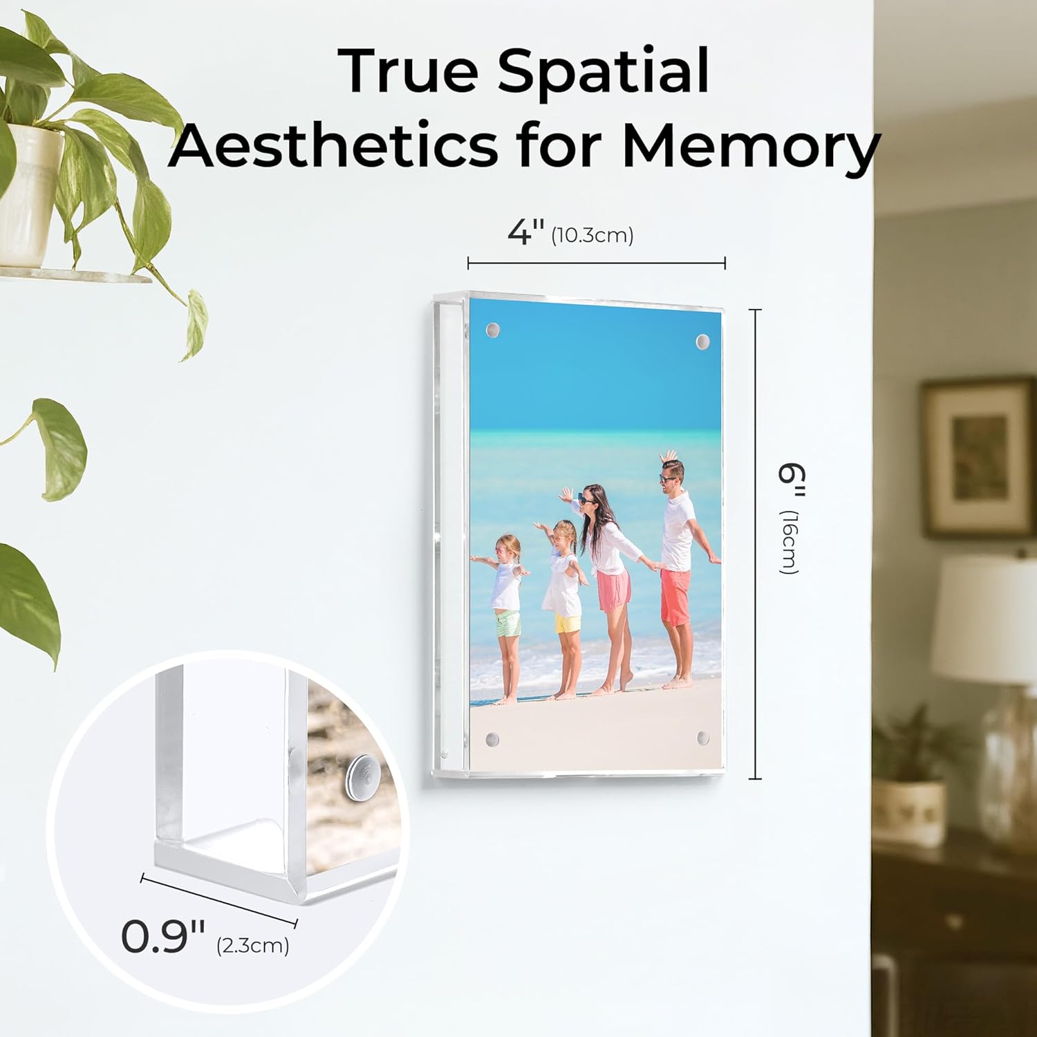 house day acrylic picture frames 4x6, lightweight magnetic 4 x 6 picture frame for wall and freestanding desktop display, clear 4x 6 photo frame with microfiber cloth nails, 4x6 frame for gift (5 pack) 4x6"(5 pack)