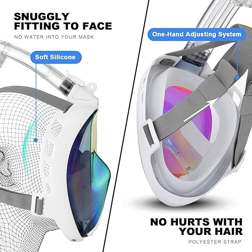 Miniatura 6 de Odoland Snorkeling Packages for Adults & Youth, Full Face Snorkel Mask with Camera Mount, Adjustable Swim Fins, Mesh Bag, Anti-Fog Anti-Leak Scuba