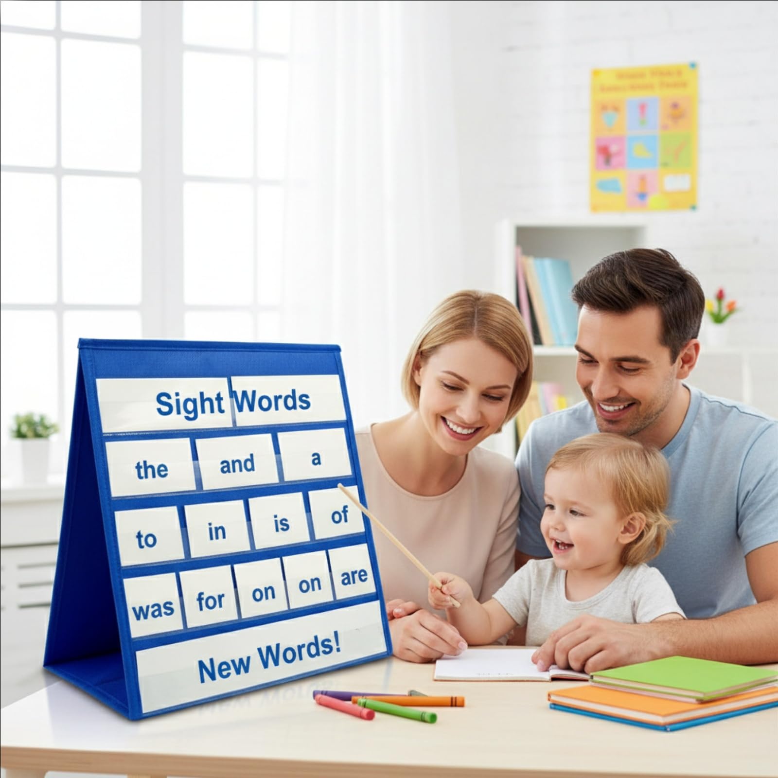 Gatuida Desktop Pocket Chart with 20 Dry Erase Cards - Double Sided Self Standing Tabletop Teaching Stand for Classroom, Phonics Word Building & Daily Schedule, Portable Sentence Strip Holder for Kid - Image 3