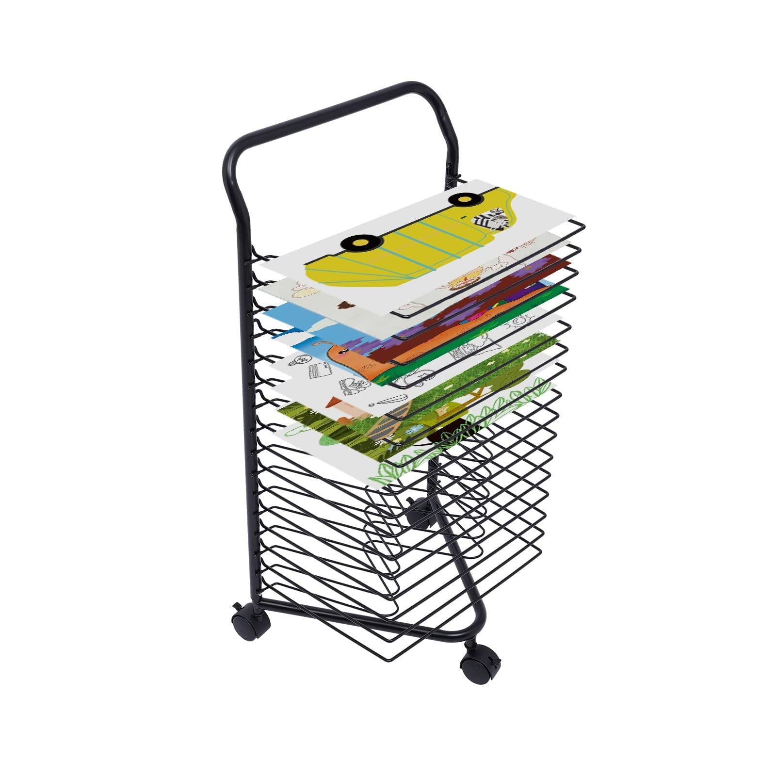 Aioneer 16-Tier Kids Art Drying Rack, Mobile Metal Art Storage Rack - Space Saving Rack Gifts For Kids