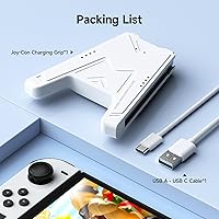 Vista 7 de JINGDU Switch Joy-Con - Agarre de carga con batería de 1200 mAh, solución de carga portátil compatible con el controlador de Nintendo Switch