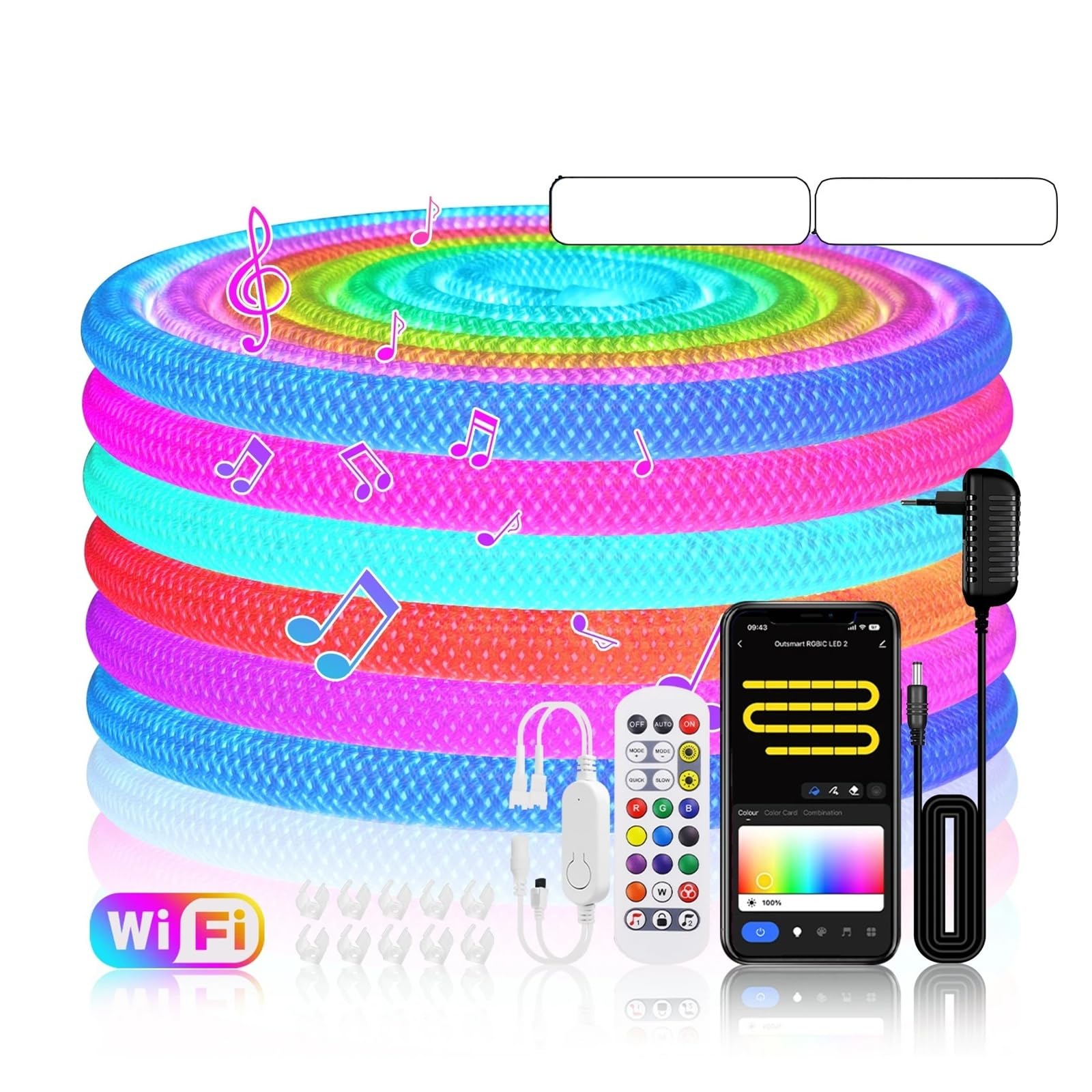 Striscia neon 5V a 360° con Bluetooth/Wi-Fi(WIFI Neon Light Kits,2M-1MX2_EU)