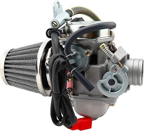 Miniatura 5 de Carburador de 150cc con colector de admisión de filtro de aire para motores GY6 de 4 tiempos 150cc 125cc 152QMJ 157QMJ Motores Choke eléctrico