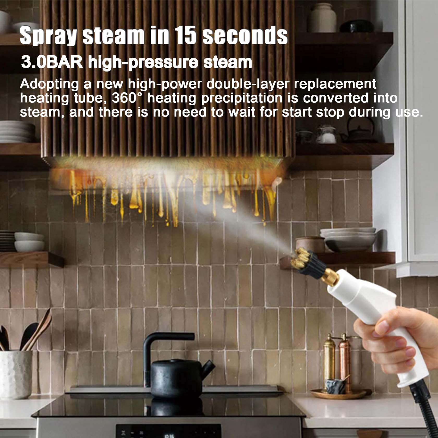 AGFKXO Handheld Steam Cleaner, 2500W Portable Steam Cleaner for Home, Hand Held Steam Cleaner 15s Fast Heating Steamer 6 Levels Steam Output, for Car Furniture Household Electrical,D