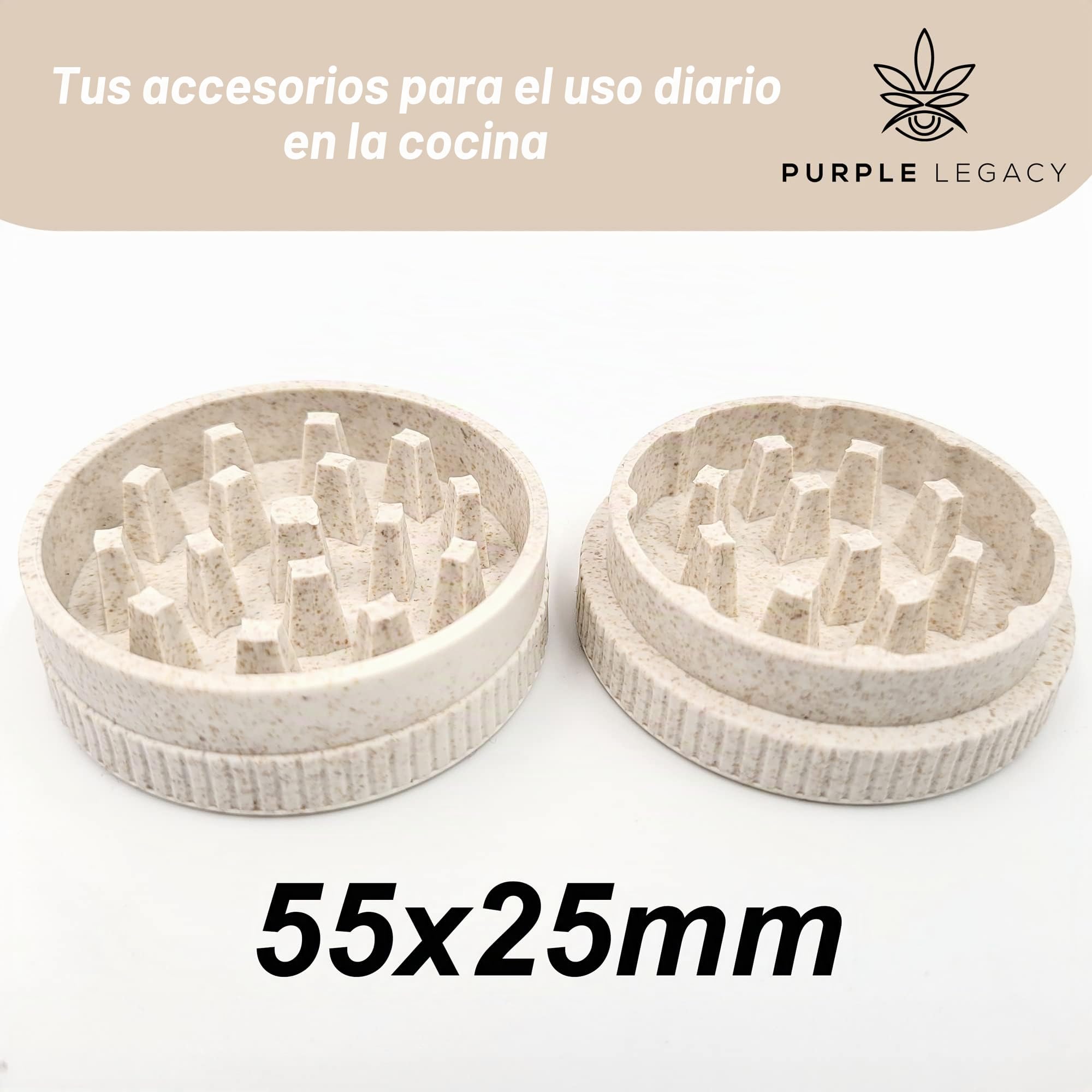 Grinder Juego de molinillo de polen triturar hierbas, especias, especias, accesorios de especias, molinillo de 55 mm de diámetro, 2 piezas de fibras vegetales para viajes discreto
