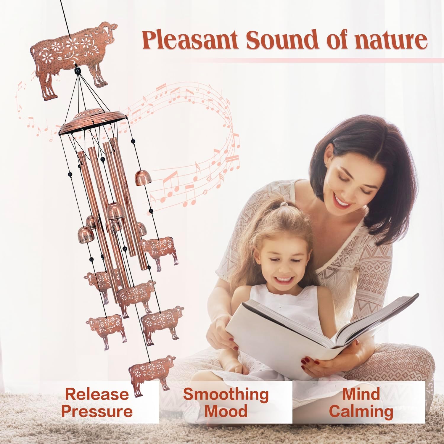for Mom Cow Wind Chimes for Outside,Cow Gifts for Women/Men/Sympathy/Memorial/Festival Birthday Gifts Metal windchimes Outdoors/Indoors,Patio,Garden Decor,Yard Decor,Home,Porch