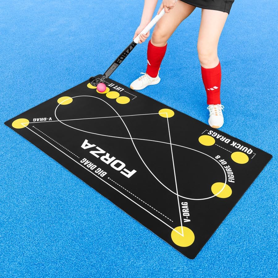 FORZA Individual Hockey Control Mat | 5ft × 3ft PVC Stick-Handling & Drills Mat with Non-Slip Rubber Base | High-Visibility Drill Zones for Solo Training