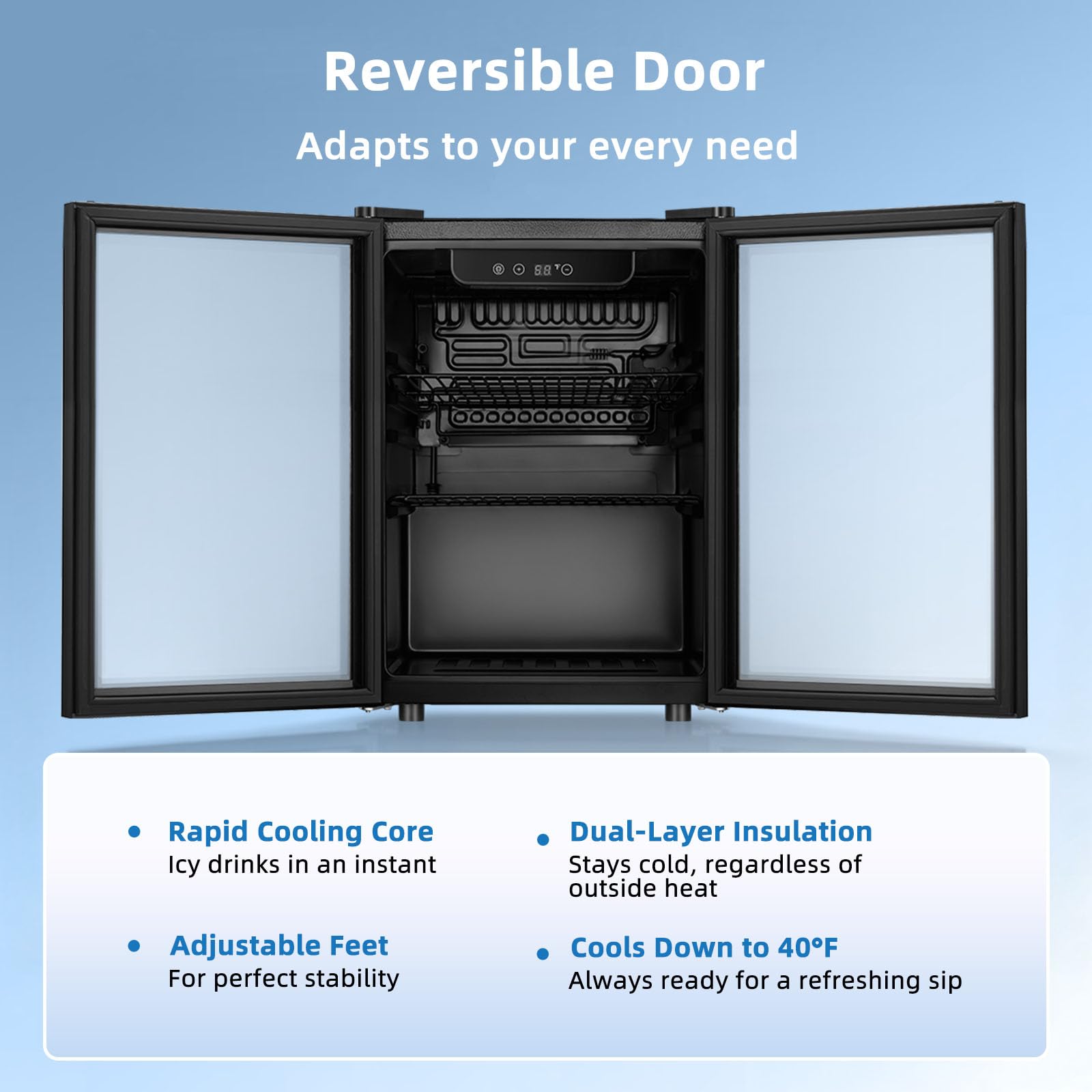 Antarctic Star 1.7 Cu.Ft Beverage Refrigerator 68 Can Or 16 Bottle Capacity With Seamless Glass Door, Digital Control & Quiet Compressor, Freestanding Mini Fridge For Bar, Kitchen, Office - Silver on Fridge.com - View 4