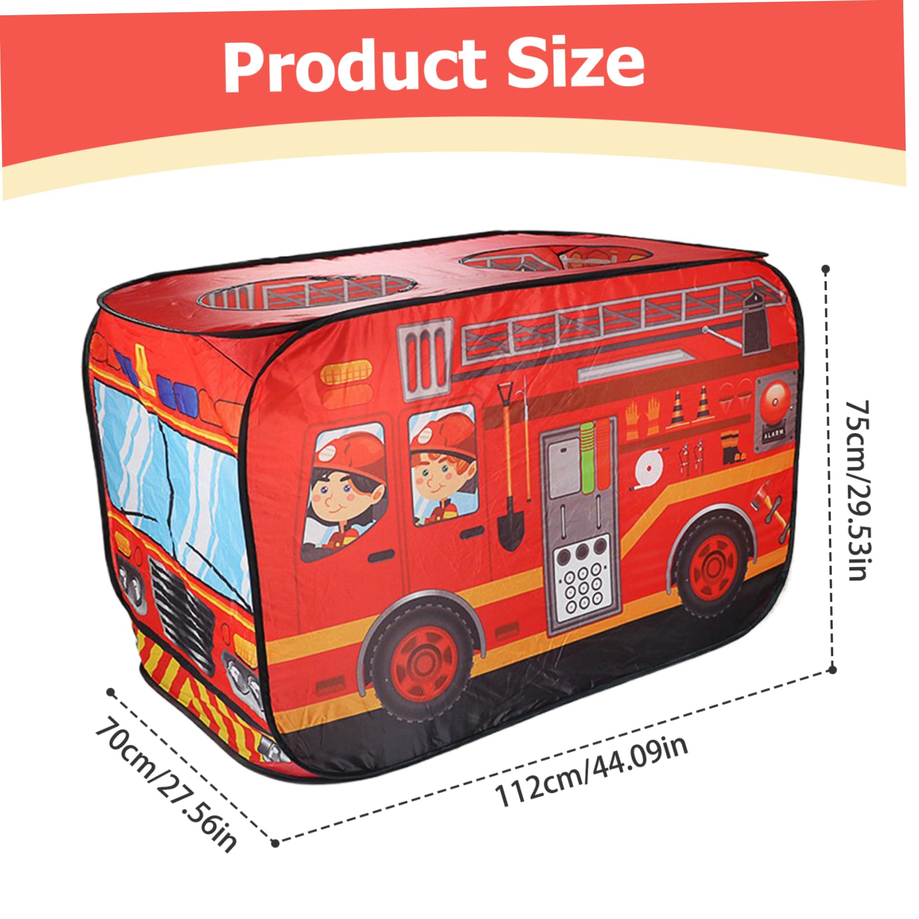 AwnsIMfreien Fire Truck Tent, up Tent for Kids Foldable Oxford Cloth Fire Truck with 3 Openings, 44x26x30 Inch Large up Play - Image 2
