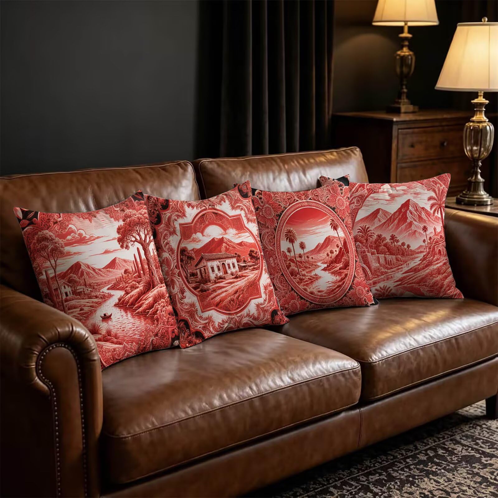 Landscape Outdoor Kissenbezug 60x60cm Wasserdicht Kopfkissenbezug THDZ0226 | Sofa Bett Dekokissen Bezug Pink Doppelseitiger Druck Unsichtbarer Reißverschluss for Home Decoration Geschenke für Frauen