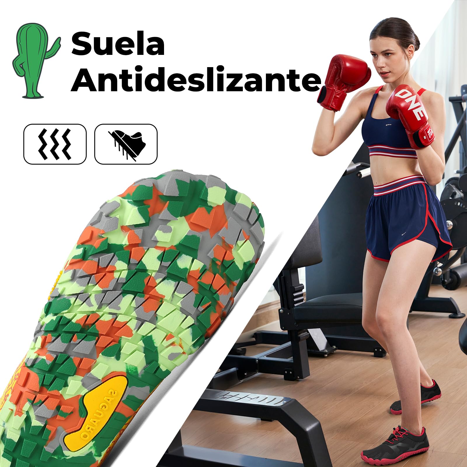 SAGUARO Mujer Barefoot Zapatillas Minimalistas Hombre Ligeras Calzado Minimalista con Suela Zero Drop, Smart II - Zapatos Barefoot Amarillo,Gr.41