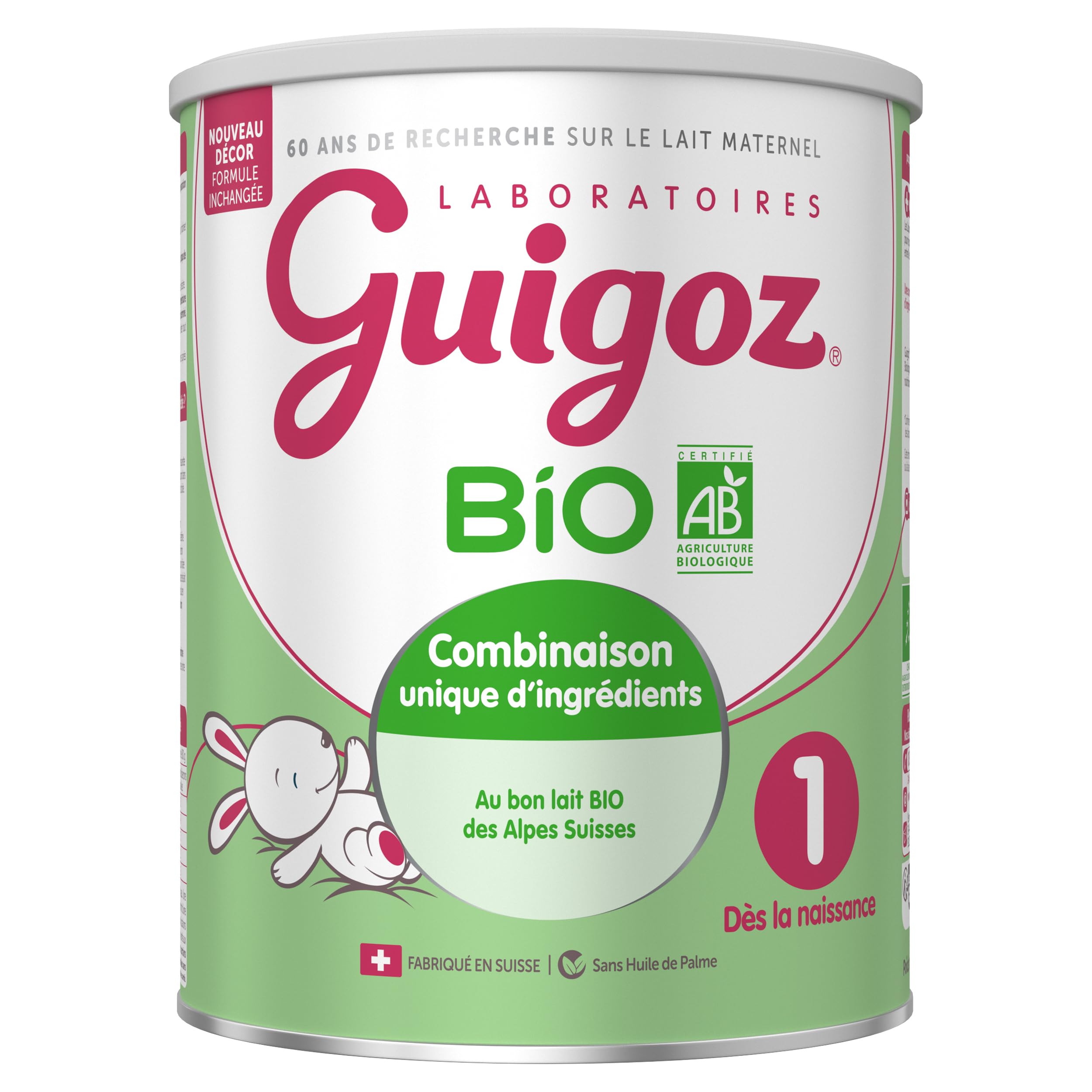 GUIGOZ BIO 1 Dès la naissance - Lait bébé 1er âge en poudre de 0 à 6 mois - Boîte de 800g