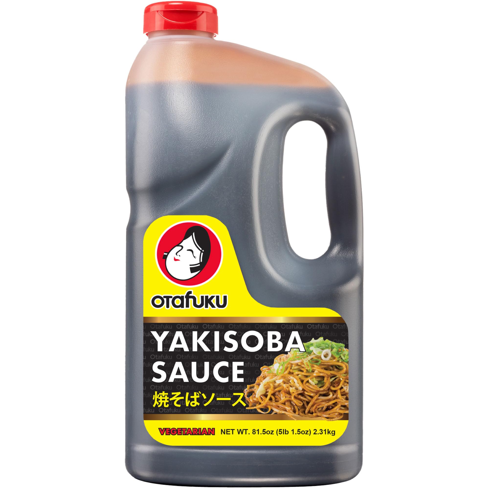 Otafuku Yakisoba Sauce for Japanese Stir Fry Noodles, Vegan Yakisoba Sauce Authentic Umami Flavor - No Artificial Flavors, Colors or Preservatives, Restaurant Size (81.5 Oz) 1/2 Gallon