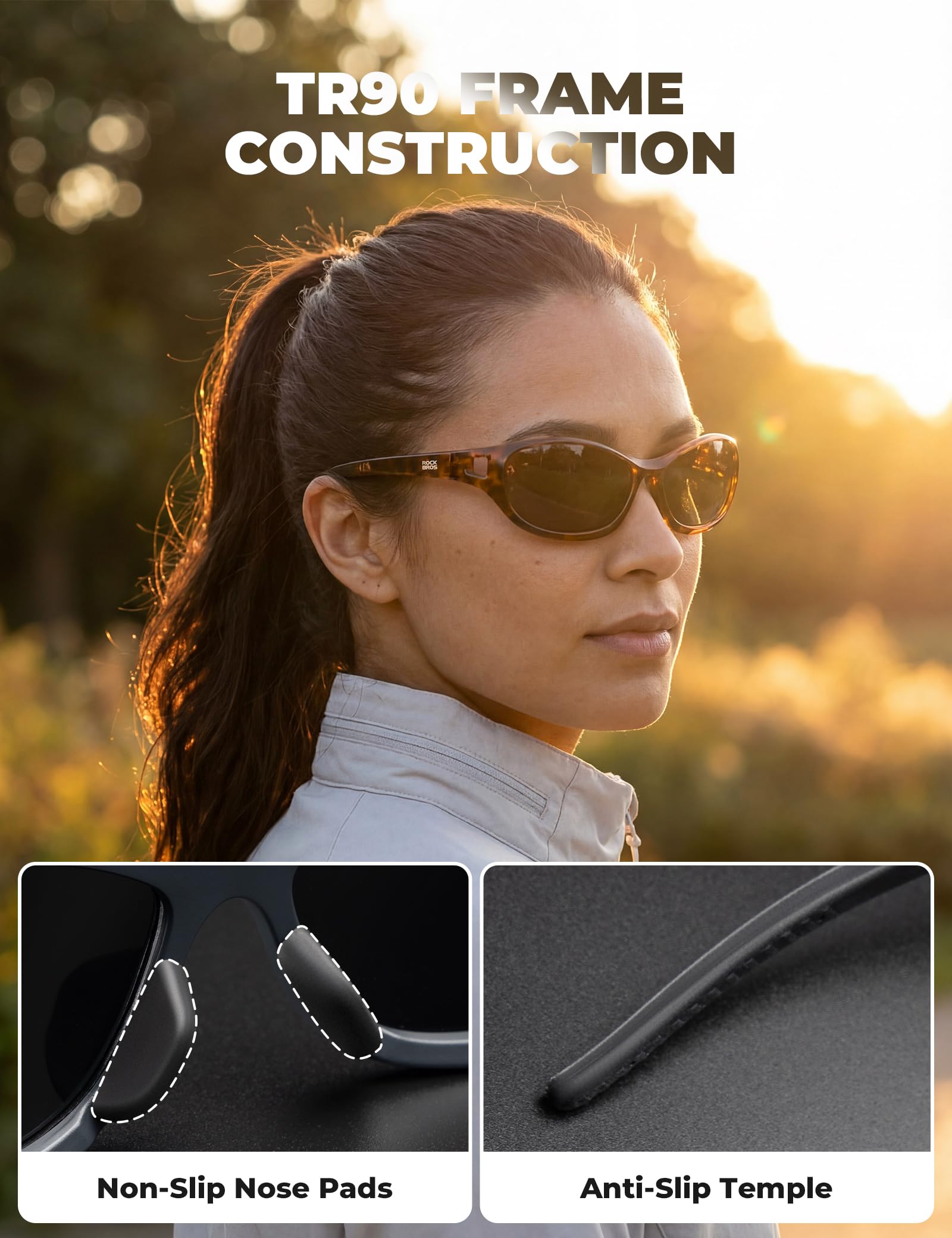 ROCKBROS Sonnenbrille Fahrradbrille Herren Damen, Polarisierte Sportbrille Schnelle Brille, 21g Ultraleicht TAC, UV400 Schutz TR90 Rahmen Sunglasses, Laufbrille für Rennrad, Laufen, Angeln, Golf