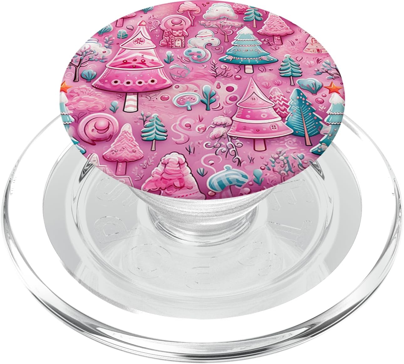Vintage Cute Pink Christmas Trees Pattern Xmas Women Girls PopSockets MagSafe PopGrip for iPhone