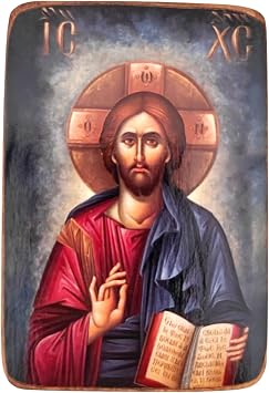 Iconsgr Wooden Greek Christian Orthodox Wood Icon of Jesus Christ / A02