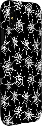 Miniatura 9 de iPhone 13 Pro Max Spider Net Halloween Negro Blanco Patrón Gótico Funda