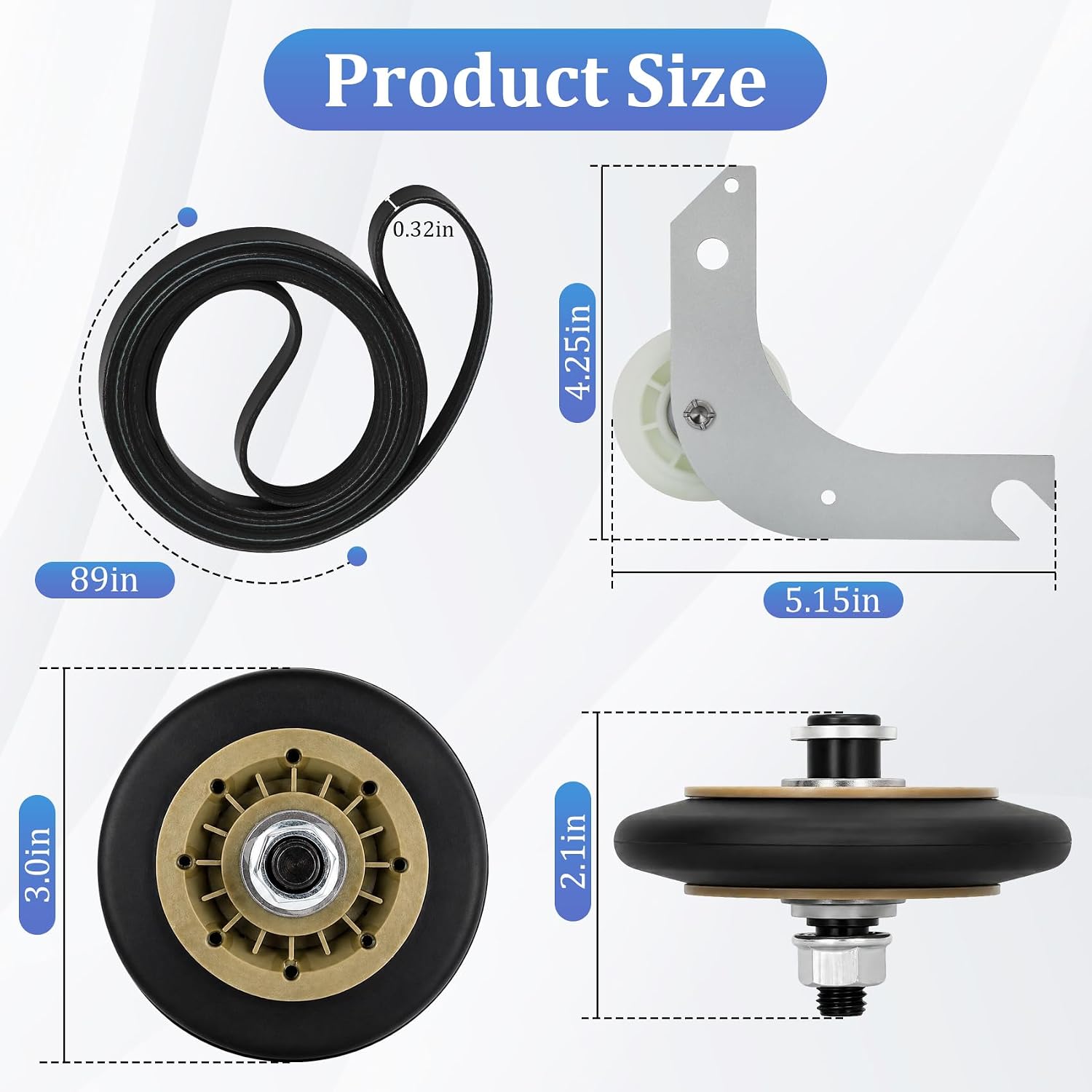 Upgraded Dryer Repair Kit for Electrolux Frigidaire Dryers,Includes 137315300 Dryer Belt,134715900 Drum Support Rollers (4 Pack),134793500 Idler Pulley,More Fits Models in Figure 7