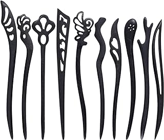 Miayon 10 Pieces Wooden Hair Sticks Chinese Chignon Japanese Hair Chopsticks Wooden Hair Pins for Long Hair Hair Sticks for Buns for Women Girls Handmade Hair Accessories