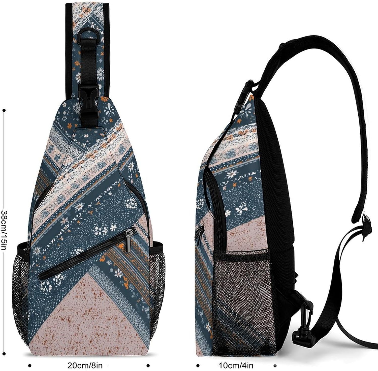 Crossed Lines Sling Crossbody Bag Lightweight Chest Shoulder Backpack for Outdoor Sports