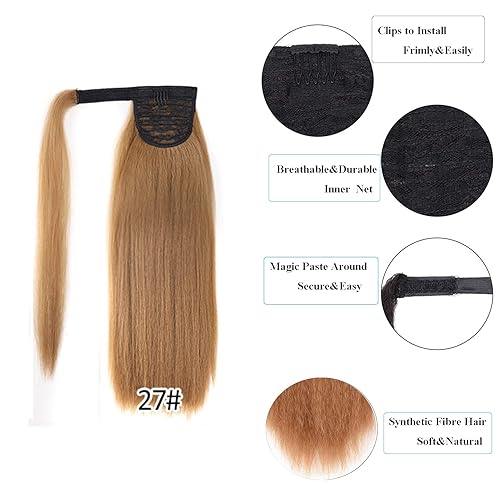 Miniatura 5 de Extensiones de cola de caballo recta afro con clip, cola de caballo recta Yaki, extensiones de cola de caballo con clip, cola de caballo mágica para