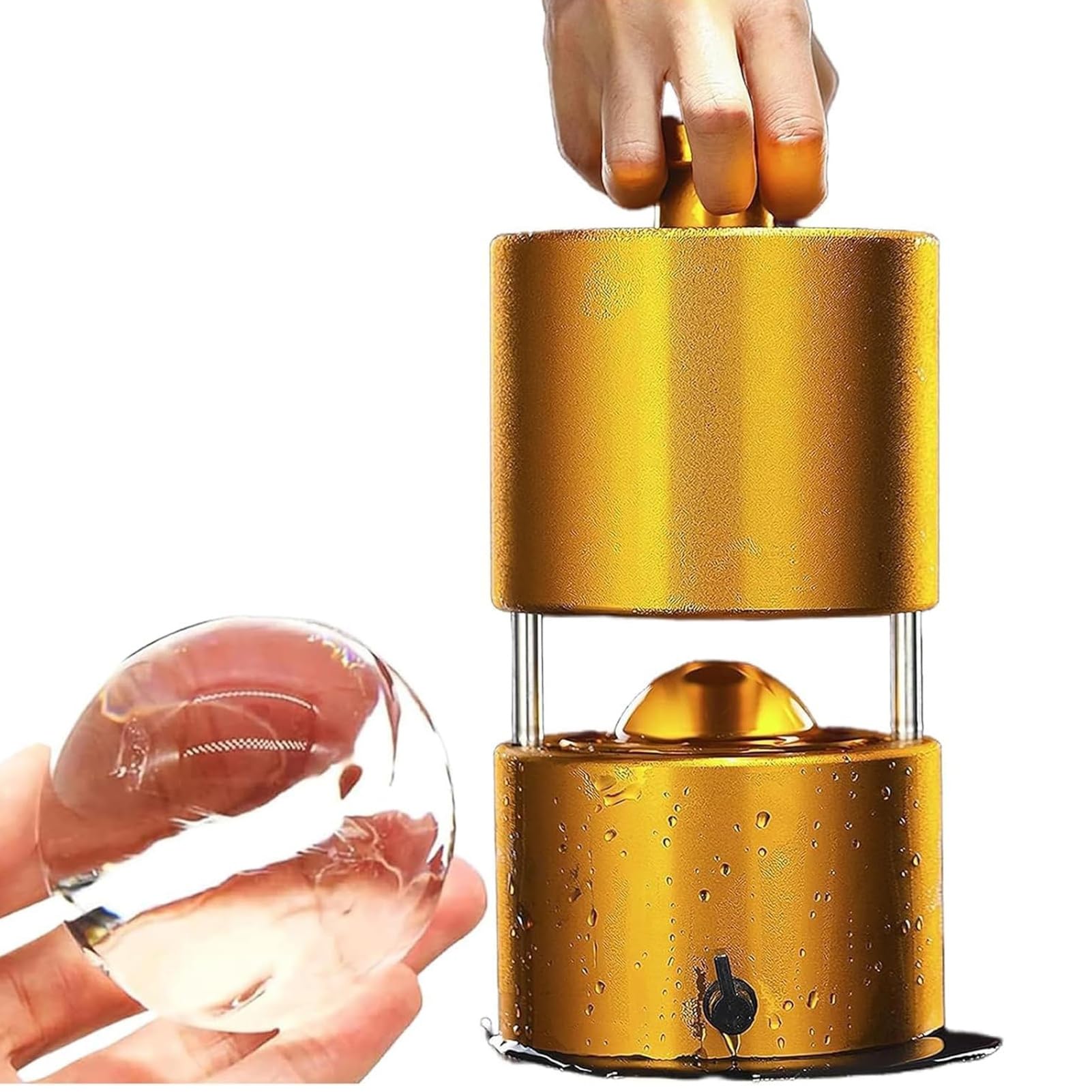 Kit per creare sfere di ghiaccio, stampo veloce in alluminio per ghiaccio a lento scioglimento, non richiede elettricità, perfetto per uso domestico e bar, produce palline di ghiaccio da 40-80 mm