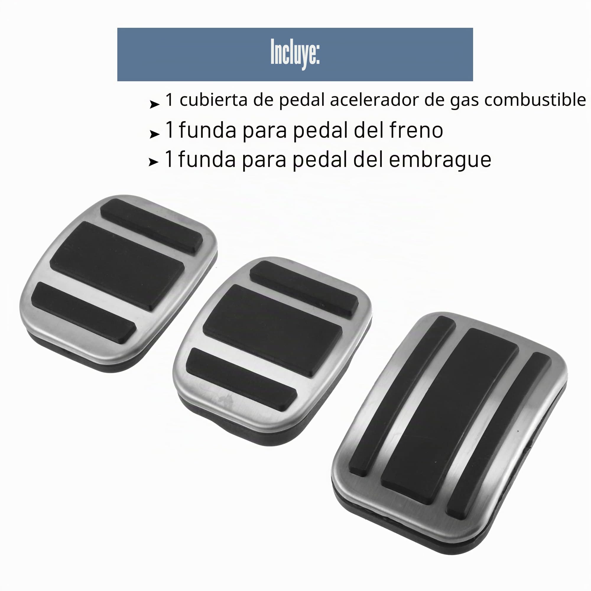 A ABSOPRO 3 Piezas Cubiertas De Pedal Para Peugeot 3008 17-21 | Material: Aleacion De Aluminio Y Caucho, Color: Negro Y Plateado, Para Peugeot 5008 19-21, Instalacion Sin Taladrar