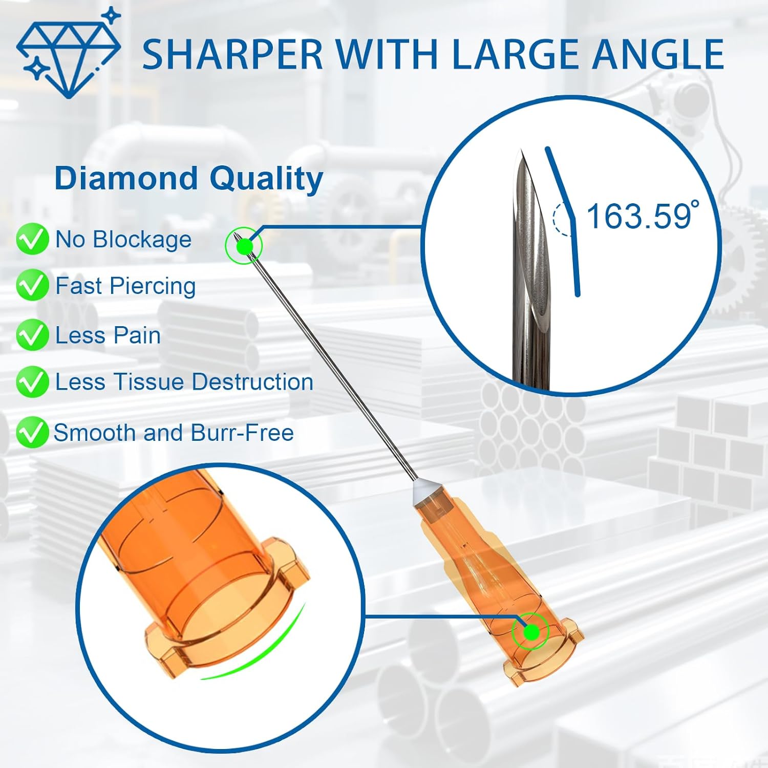 100 Pack 21 Gauge 1 Inch Luer Lock Needle,Aseptic Disposable Needles, with Needle Caps, Individually Packaged,Precision Dispensing Needles Accessories for Lab and Industrial Use