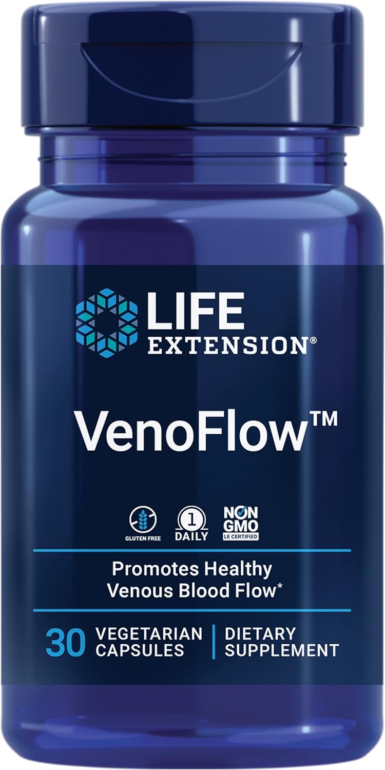 Life Extension VenoFlow™, nattokinase Enzyme, French Maritime Pine bark Extract, Supports Healthy Vascular Function, arm and Leg Circulation, Gluten Free, Non-GMO, Vegetarian, 1-Daily, 30 Capsules Life Extension VenoFlow™, nattokinase Enzyme, French Maritime Pine bark Extract, Supports Healthy Vascular Function, arm and Leg Circulation, Gluten Free, Non-GMO, Vegetarian, 1-Daily, 30 Capsules