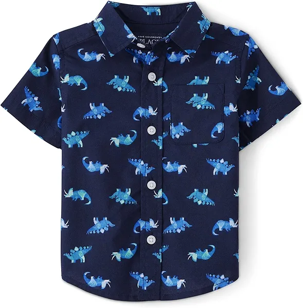 The Children's Place Baby-Boys and Toddler Boys Poplin Short Sleeve Button Down Shirt