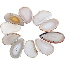 rockcloud 10 Pcs Agate Light Table Slices, Healing Crystals Geode Stones,Irregular Home Decoration Jewelry Making,Natural Color